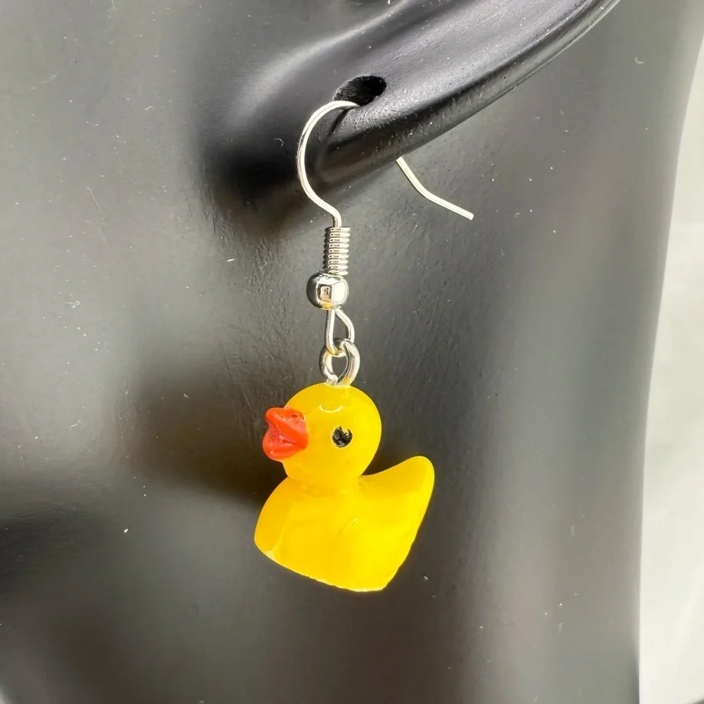 Cute Yellow Duck Earrings – Fun Kawaii Dangle